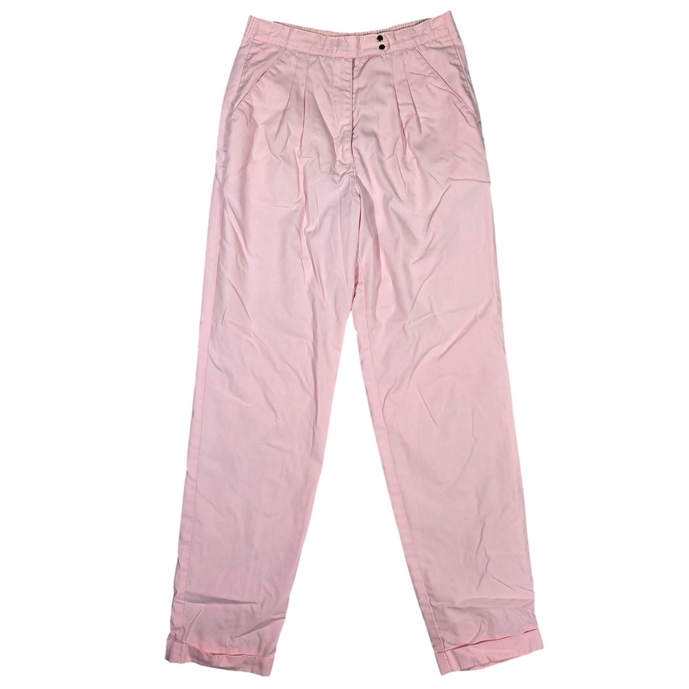 Shore Club Vintage Womens High Waisted Pleated Tapered Pants Pink Cuffed 29W